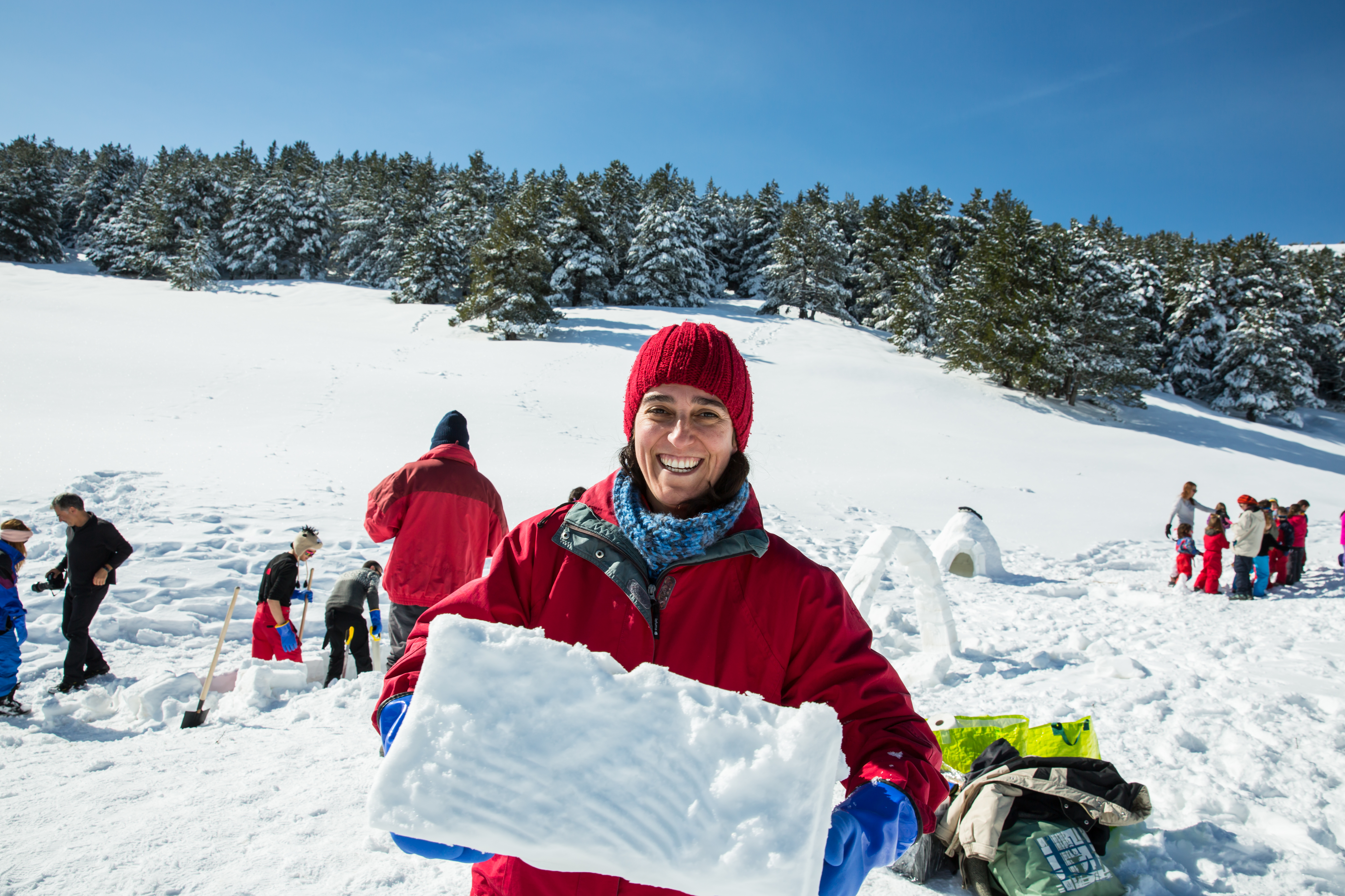 Smiling faces and lots of fun. Are you up for building an igloo?